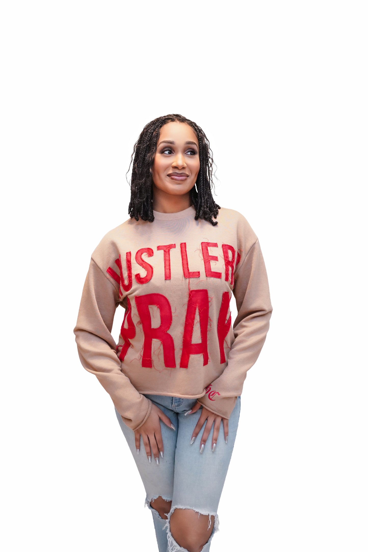 Hustlers Pray Long Sleeve Cropped Tee