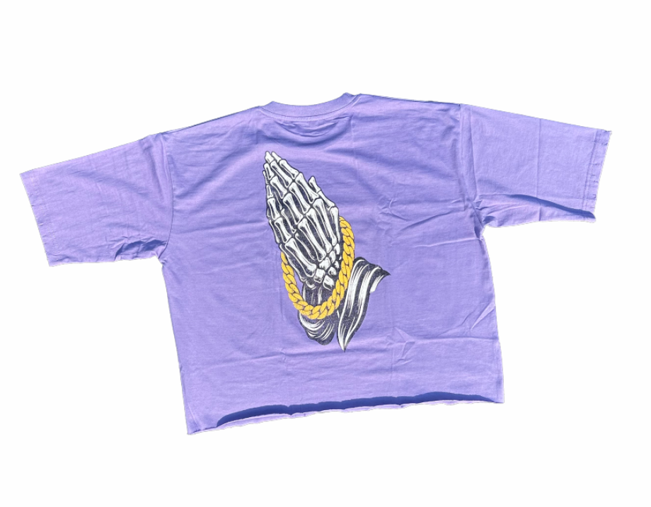 Hustlers Pray Vintage Crop Tee