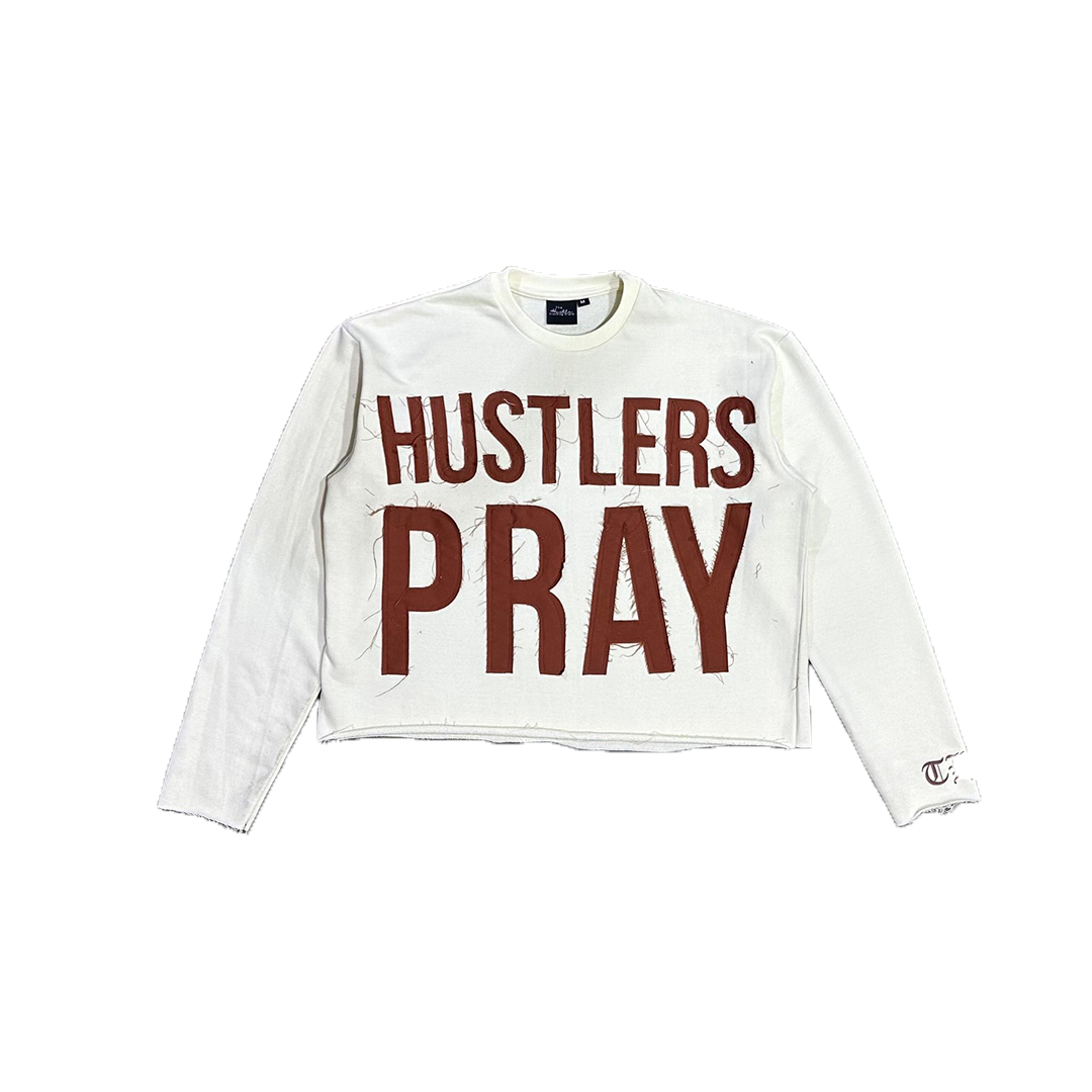 Hustlers Pray Long Sleeve Cropped Tee