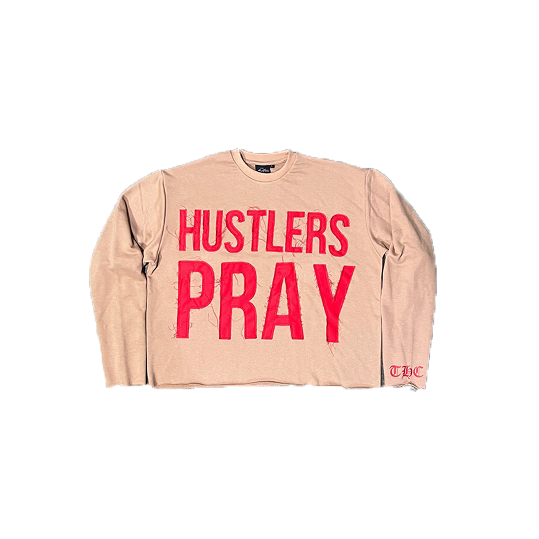 Hustlers Pray Long Sleeve Cropped Tee